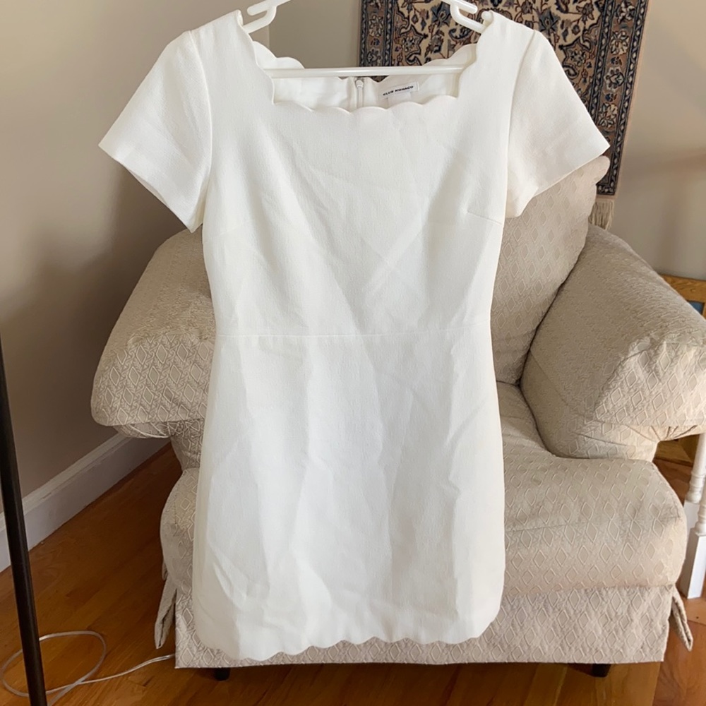 Club Monaco white scalloped dress